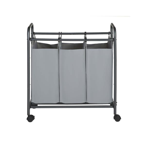 Rootz tvättkorg på hjul - 3 fickor - Tvättkorgar - 3 avtagbara tygpåsar - Rullande tvättkorg - 3-delad tvättvagn - 600D Polyester - Grå - 77 x 41 x 81
