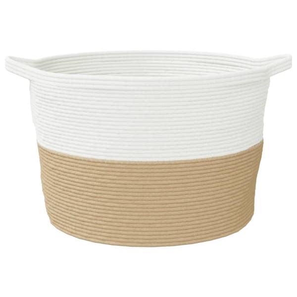 vidaXL vasketøjskurv Ø60x36 cm bomuld beige og hvid