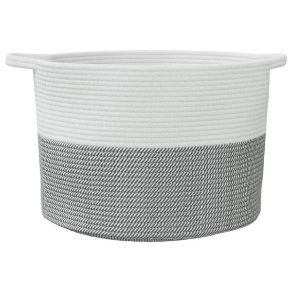vidaXL vasketøjskurv Ø55x36 cm bomuld grå og hvid