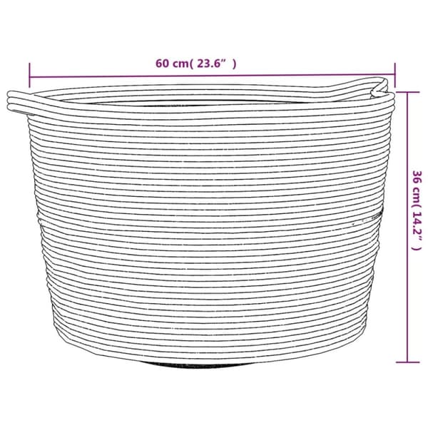 vidaXL vasketøjskurv Ø60x36 cm bomuld grå og hvid