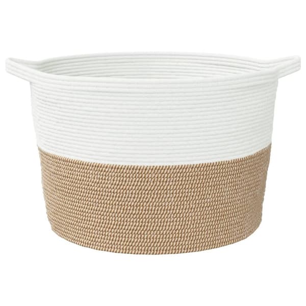 vidaXL vasketøjskurv Ø60x36 cm bomuld brun og hvid