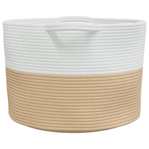 vidaXL vasketøjskurv Ø55x36 cm bomuld beige og hvid