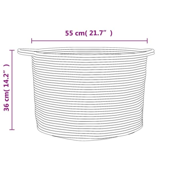 vidaXL vasketøjskurv Ø55x36 cm bomuld beige og hvid