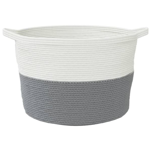 vidaXL vasketøjskurv Ø60x36 cm bomuld grå og hvid
