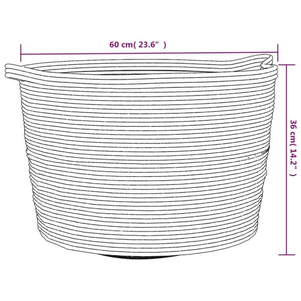 vidaXL vasketøjskurv Ø60x36 cm bomuld grå og hvid