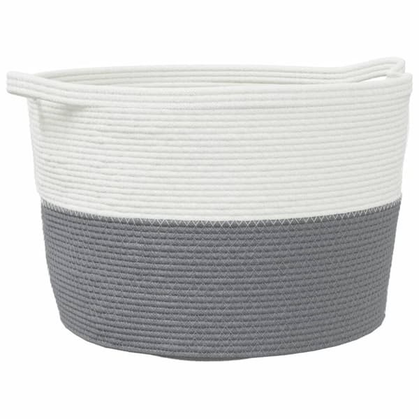 vidaXL vasketøjskurv Ø60x36 cm bomuld grå og hvid