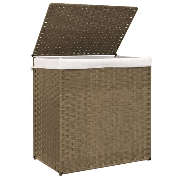 vidaXL vasketøjskurv med 2 sektioner 53x35x57 cm polyrattan