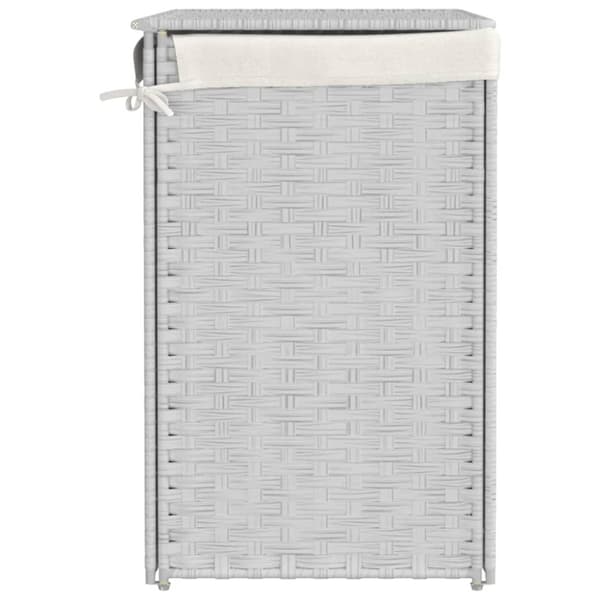 vidaXL vasketøjskurv med 2 sektioner 53x35x57 cm polyrattan hvid