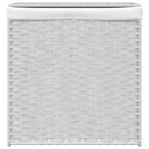vidaXL vasketøjskurv med 2 sektioner 53x35x57 cm polyrattan hvid