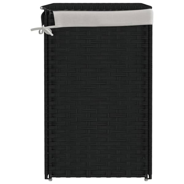 vidaXL vasketøjskurv med 2 sektioner 53x35x57 cm polyrattan sort