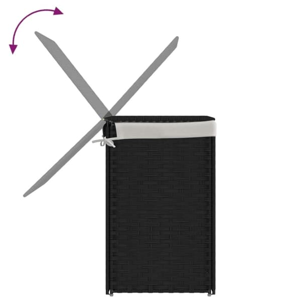 vidaXL vasketøjskurv med 2 sektioner 53x35x57 cm polyrattan sort