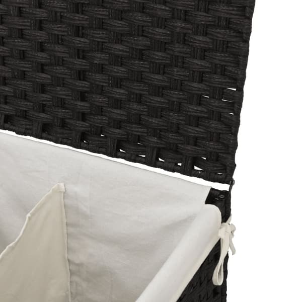 vidaXL vasketøjskurv med 2 sektioner 53x35x57 cm polyrattan sort
