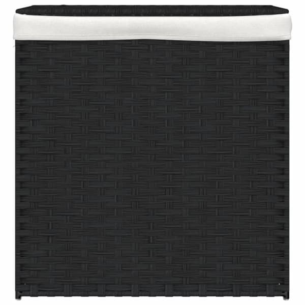 vidaXL vasketøjskurv med 2 sektioner 53x35x57 cm polyrattan sort