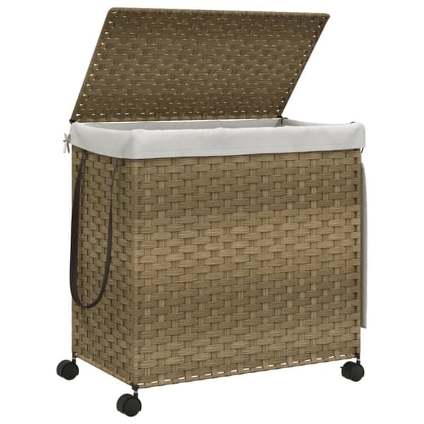 vidaXL vasketøjskurv med hjul 60x35x60,5 cm rattan