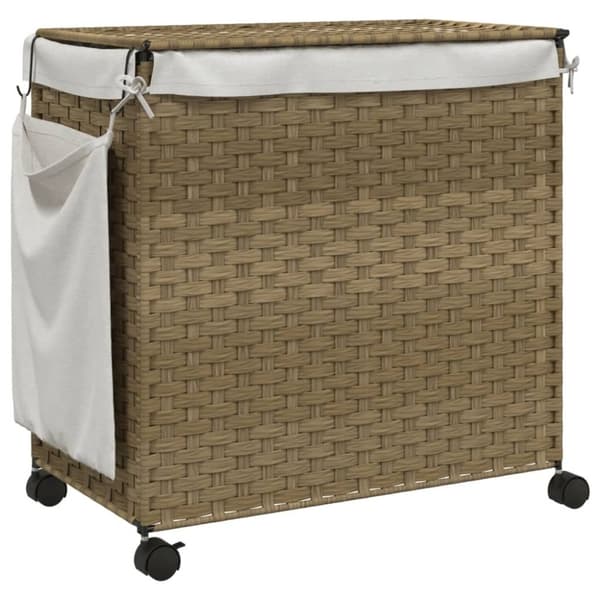 vidaXL vasketøjskurv med hjul 60x35x60,5 cm rattan