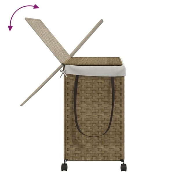 vidaXL vasketøjskurv med hjul 60x35x60,5 cm rattan