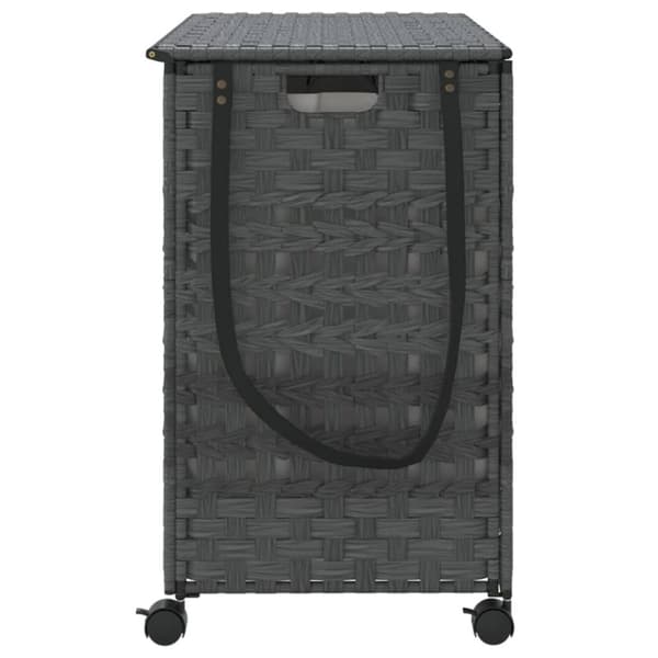 vidaXL vasketøjskurv med hjul 66x35x60 cm rattan grå