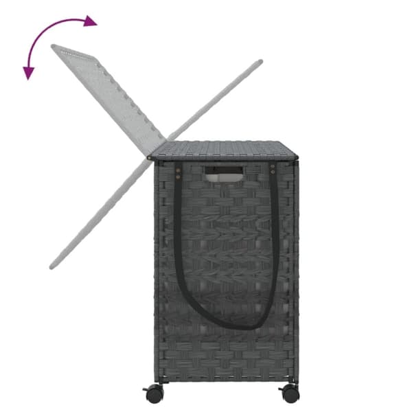 vidaXL vasketøjskurv med hjul 66x35x60 cm rattan grå