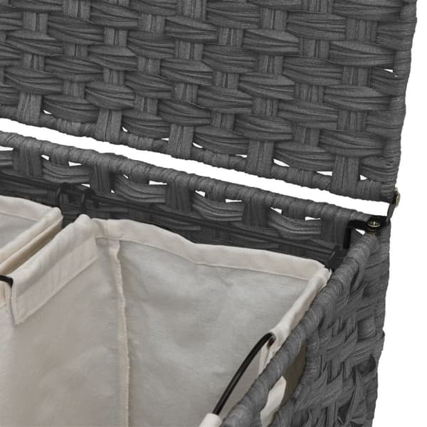 vidaXL vasketøjskurv med hjul 66x35x60 cm rattan grå