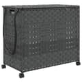 Miniatyrbillede 1 af 10: vidaXL vasketøjskurv med hjul 66x35x60 cm rattan grå