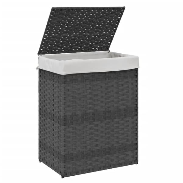 vidaXL vasketøjskurv med låg 46x33x60 cm polyrattan grå