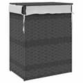 Miniatyrbillede 5 af 9: vidaXL vasketøjskurv med låg 46x33x60 cm polyrattan grå