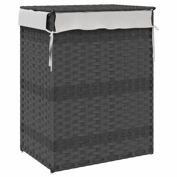 vidaXL vasketøjskurv med låg 46x33x60 cm polyrattan grå