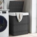 Miniatyrbillede 9 af 9: vidaXL vasketøjskurv med låg 46x33x60 cm polyrattan grå