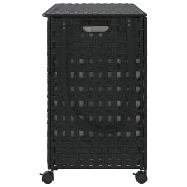 vidaXL vasketøjskurv med hjul 66x35x60 cm rattan sort