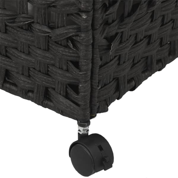 vidaXL vasketøjskurv med hjul 66x35x60 cm rattan sort