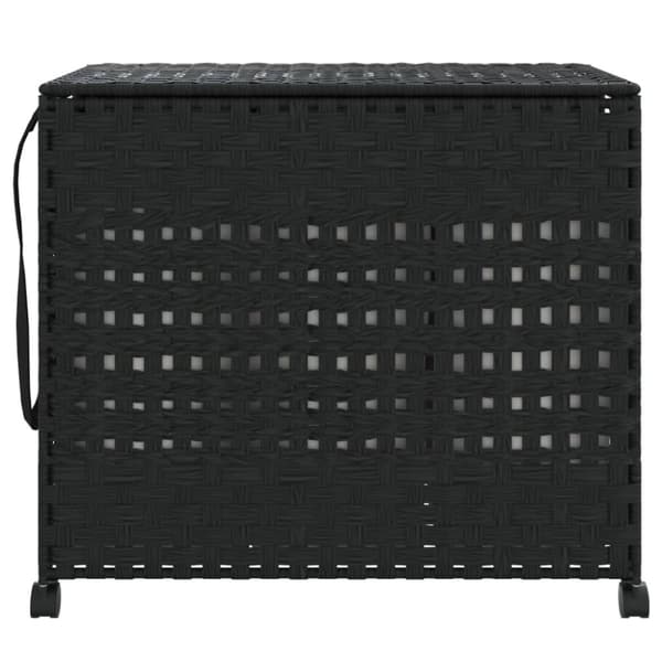 vidaXL vasketøjskurv med hjul 66x35x60 cm rattan sort
