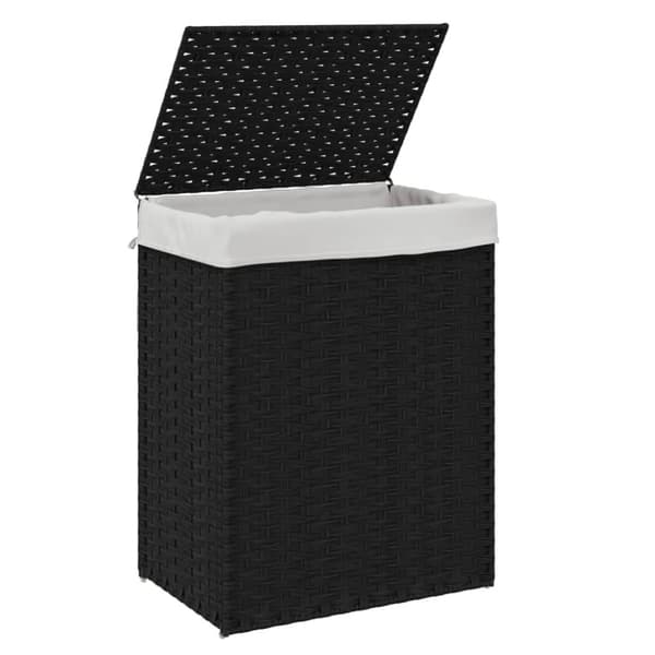 vidaXL vasketøjskurv med låg 46x33x60 cm polyrattan sort