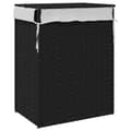 Miniatyrbillede 5 af 9: vidaXL vasketøjskurv med låg 46x33x60 cm polyrattan sort