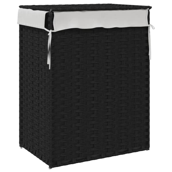 vidaXL vasketøjskurv med låg 46x33x60 cm polyrattan sort