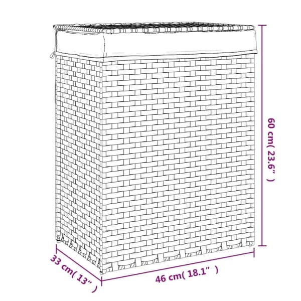 vidaXL vasketøjskurv med låg 46x33x60 cm polyrattan sort