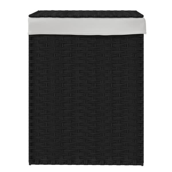 vidaXL vasketøjskurv med låg 46x33x60 cm polyrattan sort