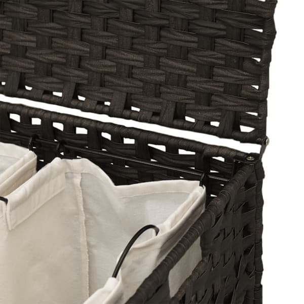 vidaXL vasketøjskurv med hjul 66x35x60 cm rattan mørkebrun