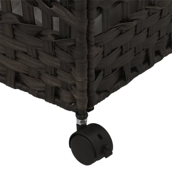vidaXL vasketøjskurv med hjul 66x35x60 cm rattan mørkebrun