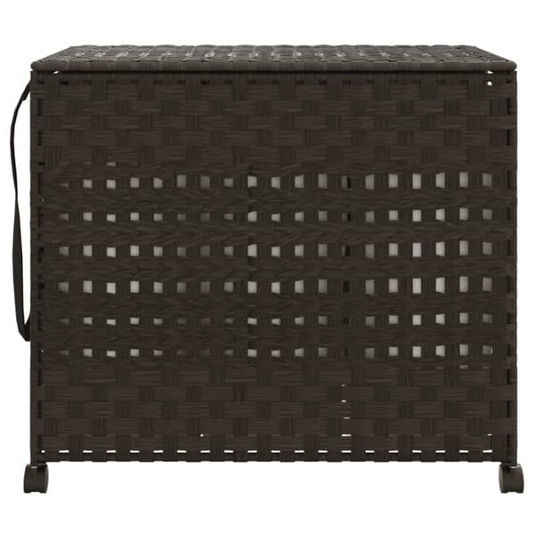 vidaXL vasketøjskurv med hjul 66x35x60 cm rattan mørkebrun