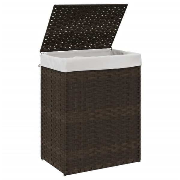 vidaXL vasketøjskurv med låg 46x33x60 cm polyrattan mørkebrun