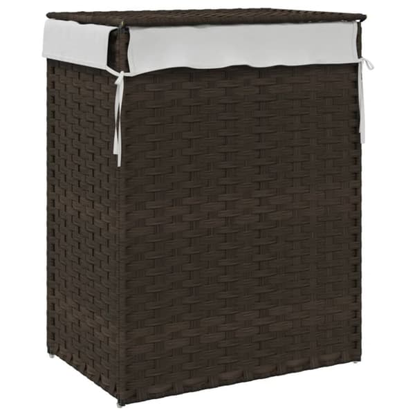 vidaXL vasketøjskurv med låg 46x33x60 cm polyrattan mørkebrun