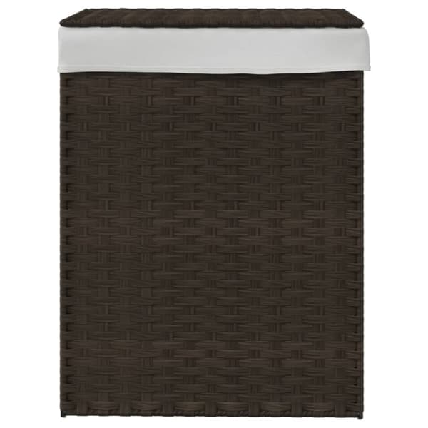 vidaXL vasketøjskurv med låg 46x33x60 cm polyrattan mørkebrun