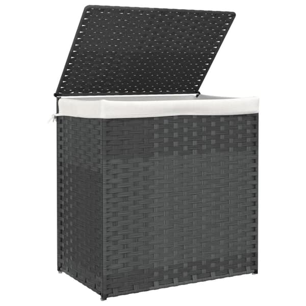 vidaXL vasketøjskurv med 2 sektioner 53x35x57 cm polyrattan grå