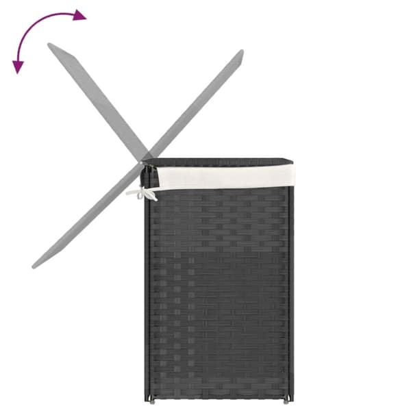 vidaXL vasketøjskurv med 2 sektioner 53x35x57 cm polyrattan grå