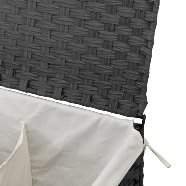 vidaXL vasketøjskurv med 2 sektioner 53x35x57 cm polyrattan grå