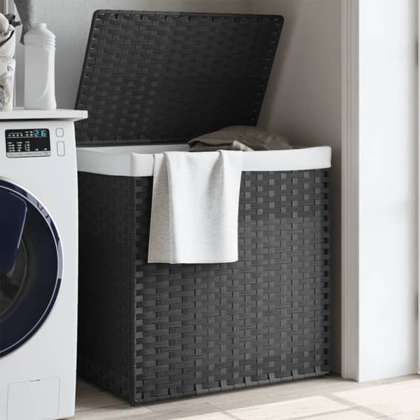 vidaXL vasketøjskurv med 2 sektioner 53x35x57 cm polyrattan grå