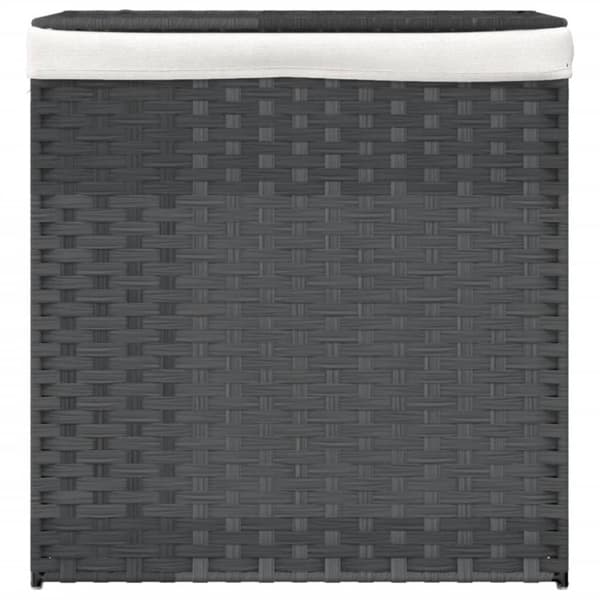 vidaXL vasketøjskurv med 2 sektioner 53x35x57 cm polyrattan grå
