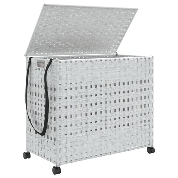 vidaXL vasketøjskurv med hjul 66x35x60 cm rattan hvid