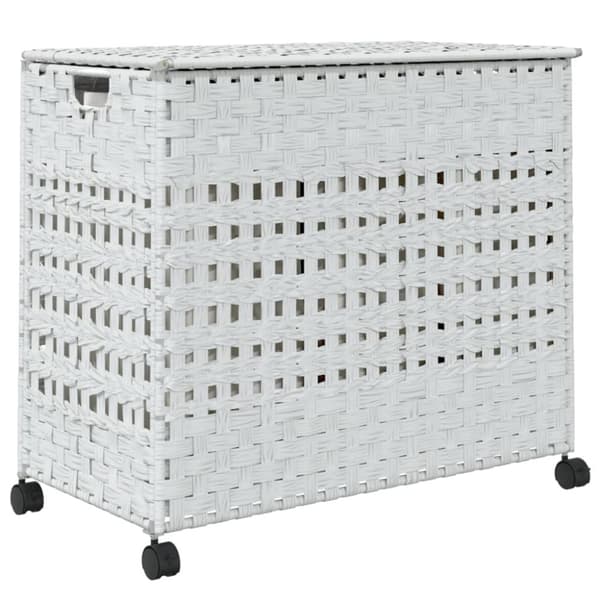 vidaXL vasketøjskurv med hjul 66x35x60 cm rattan hvid