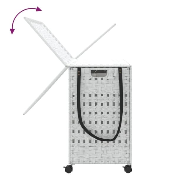 vidaXL vasketøjskurv med hjul 66x35x60 cm rattan hvid